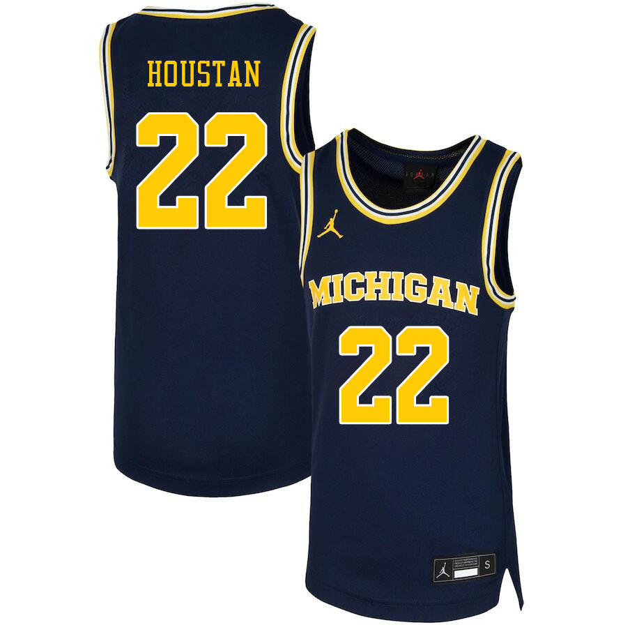 Men #22 Caleb Houstan Michigan Wolverines College Basketball Jerseys Sale-Navy